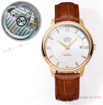 Swiss Made Replica Omega DeVille Prestige 2500 Yellow Gold 39.5mm Watch